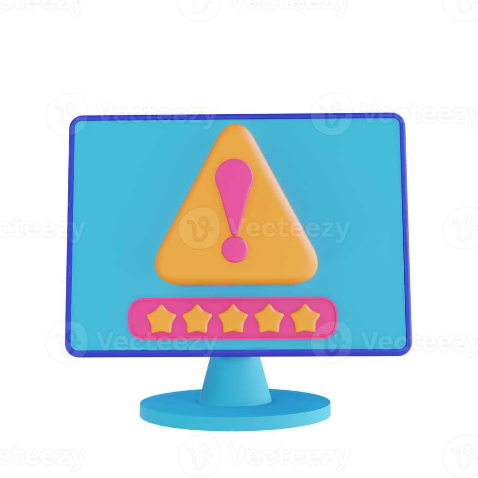 3D illustration computer security error png