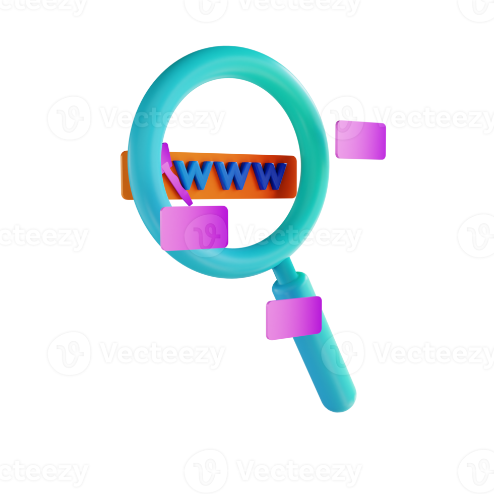 3D illustration data search and magnifying glass png