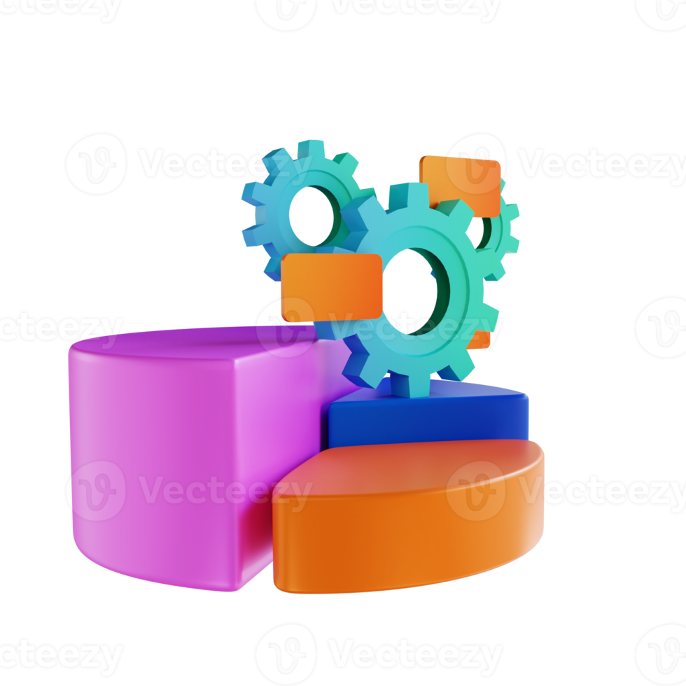 3D illustration gear and pie chart png