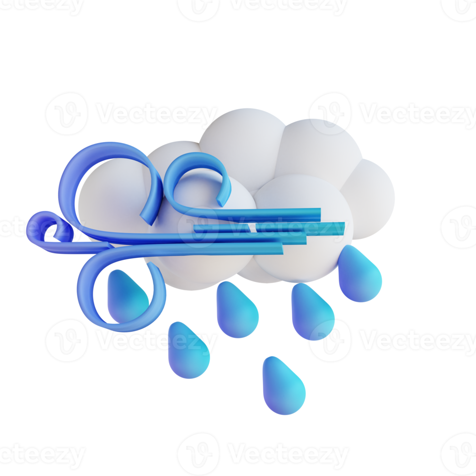 3D illustration stormy rain png
