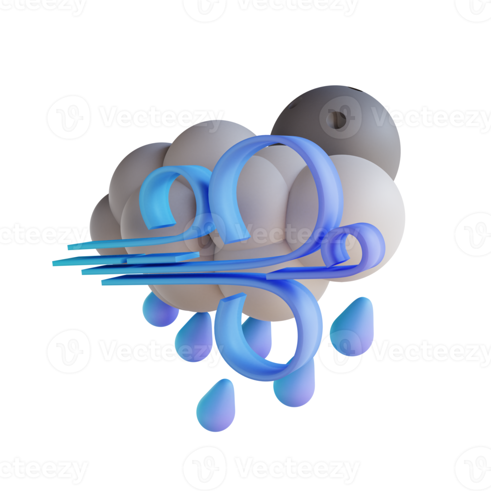 Ilustración 3d lluvia de noche tormentosa png