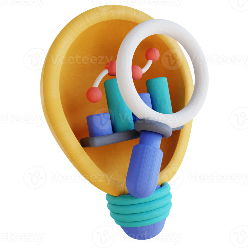 3D illustration looking for ideas and traffic charts png