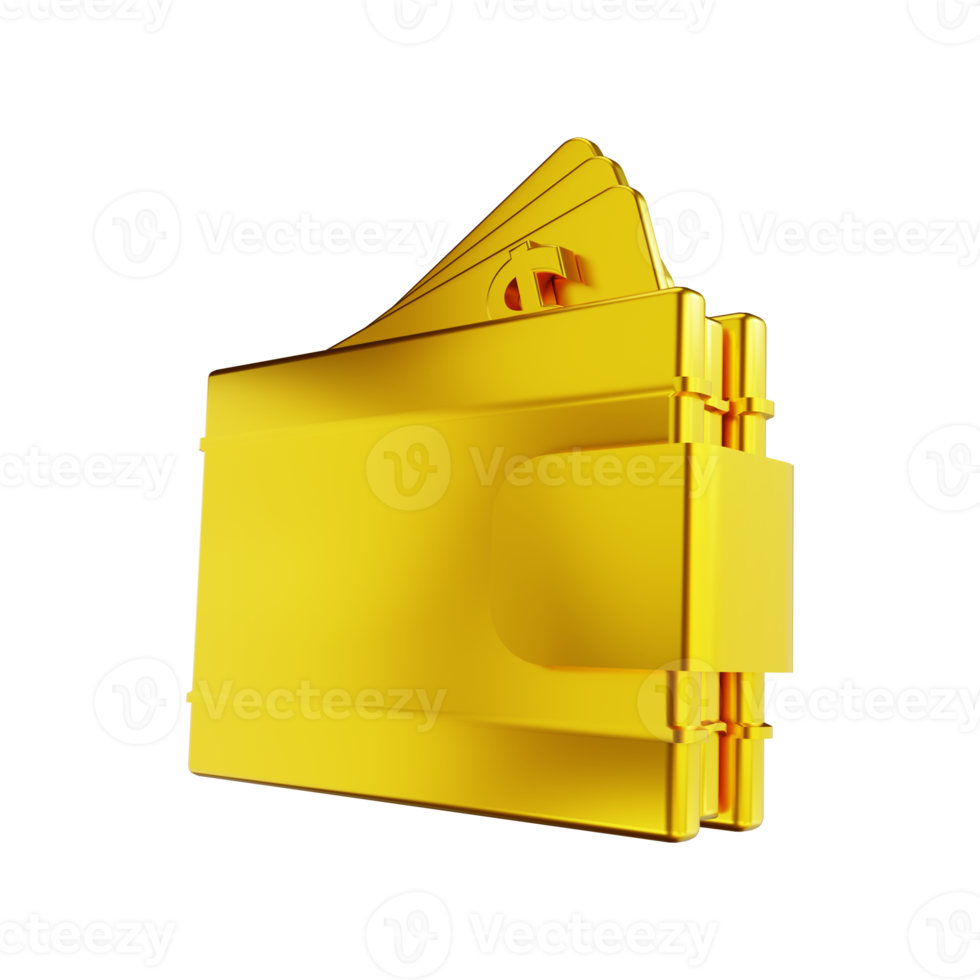 3D illustration golden wallet png