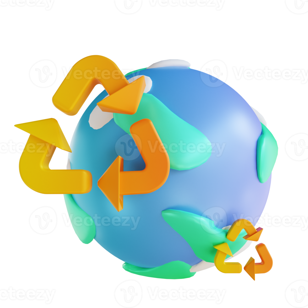 3D illustration earth recycling png