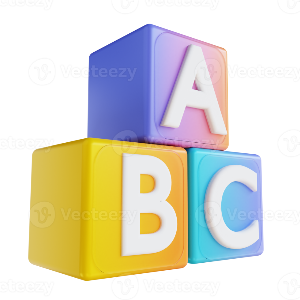 3D-Darstellung bunte Alphabet-Box png