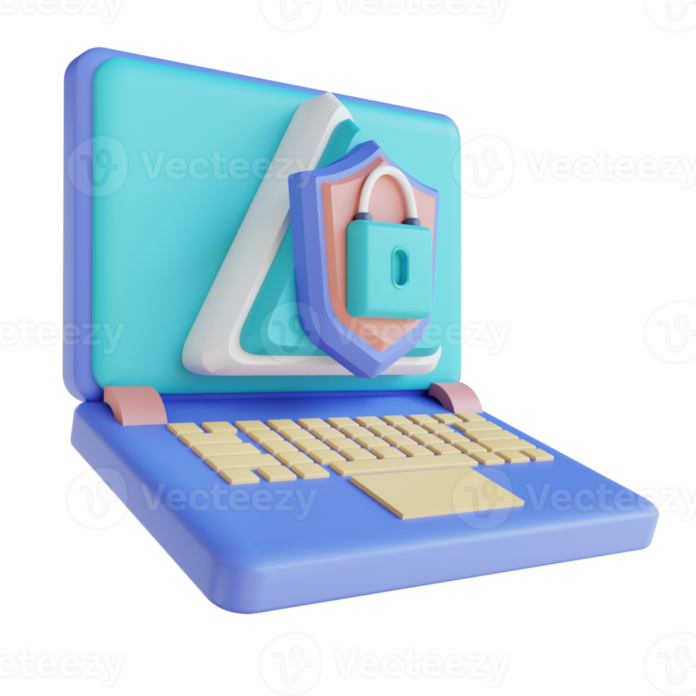 3D illustration protect laptop security png