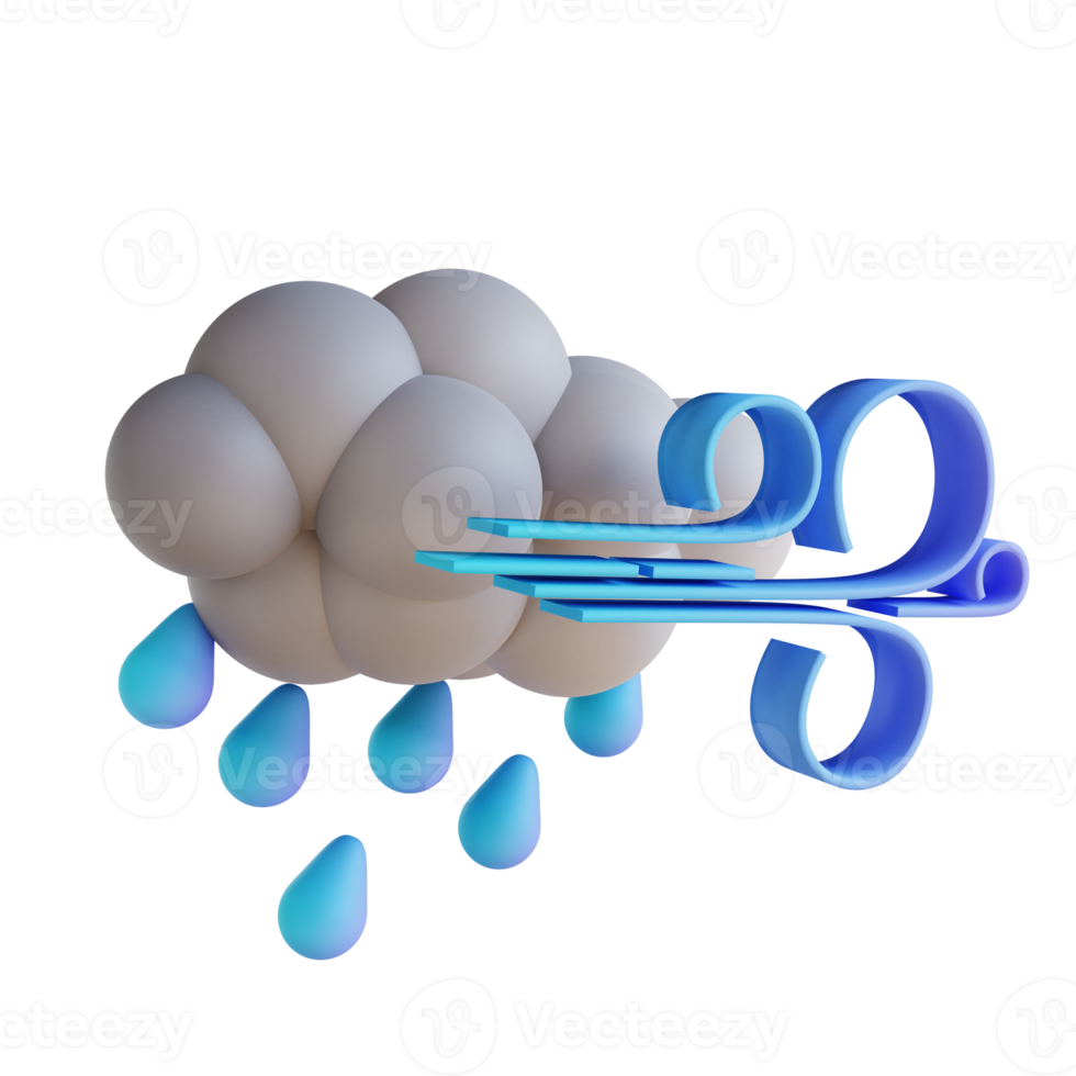 3D illustration stormy rain png