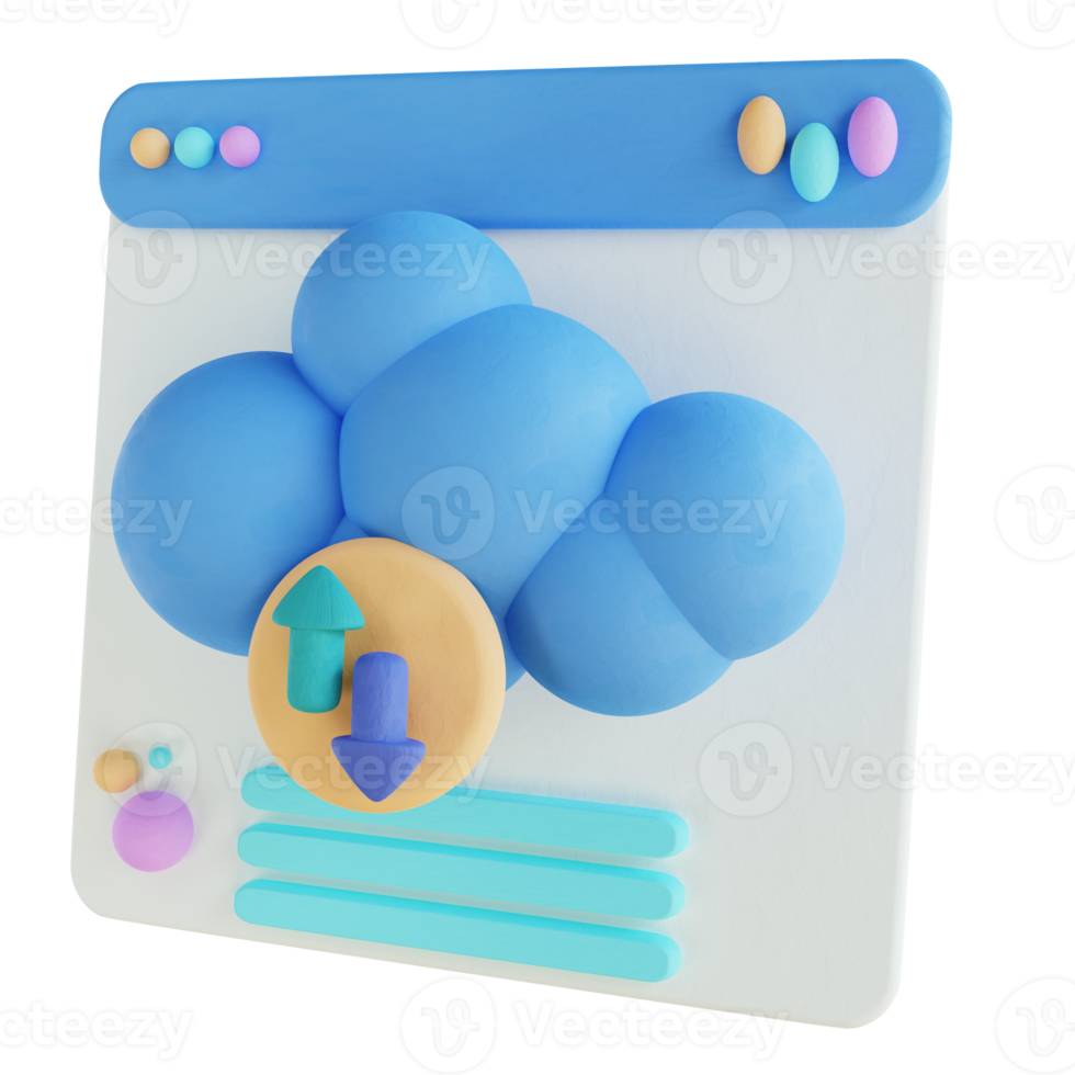 3D illustration cloud backup website png