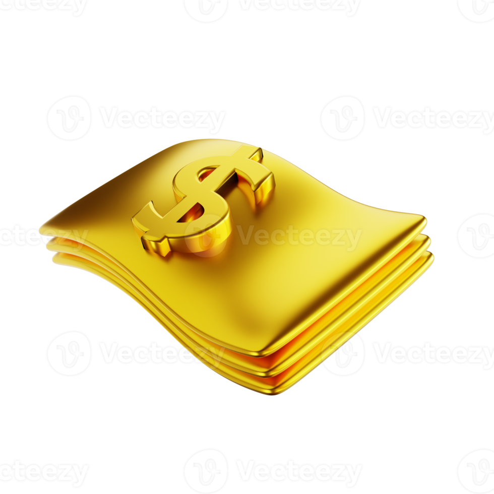 3D illustration golden paper Money 10855627 PNG