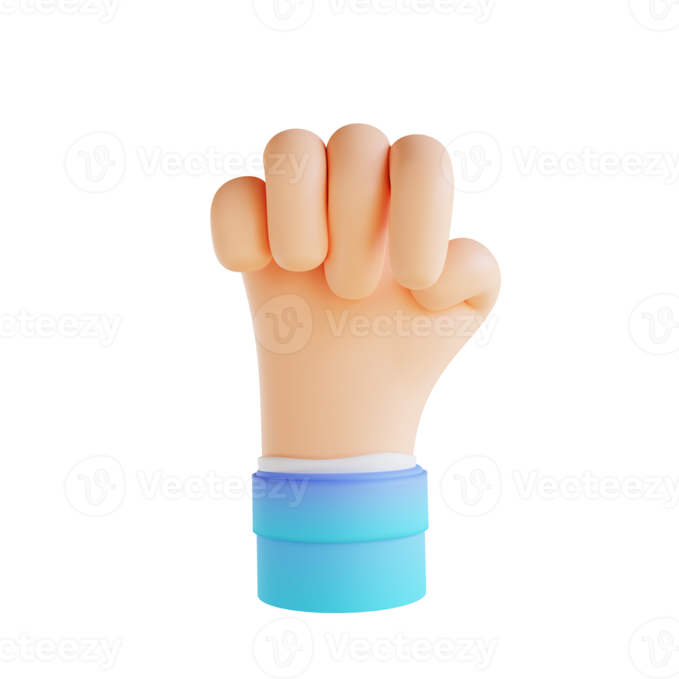 3D illustration Hands clenched hand gestures png