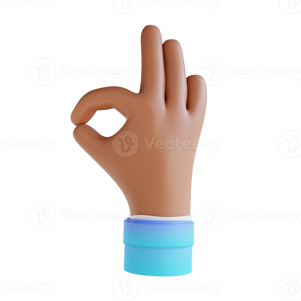 3D illustration showing ok hand gestures png
