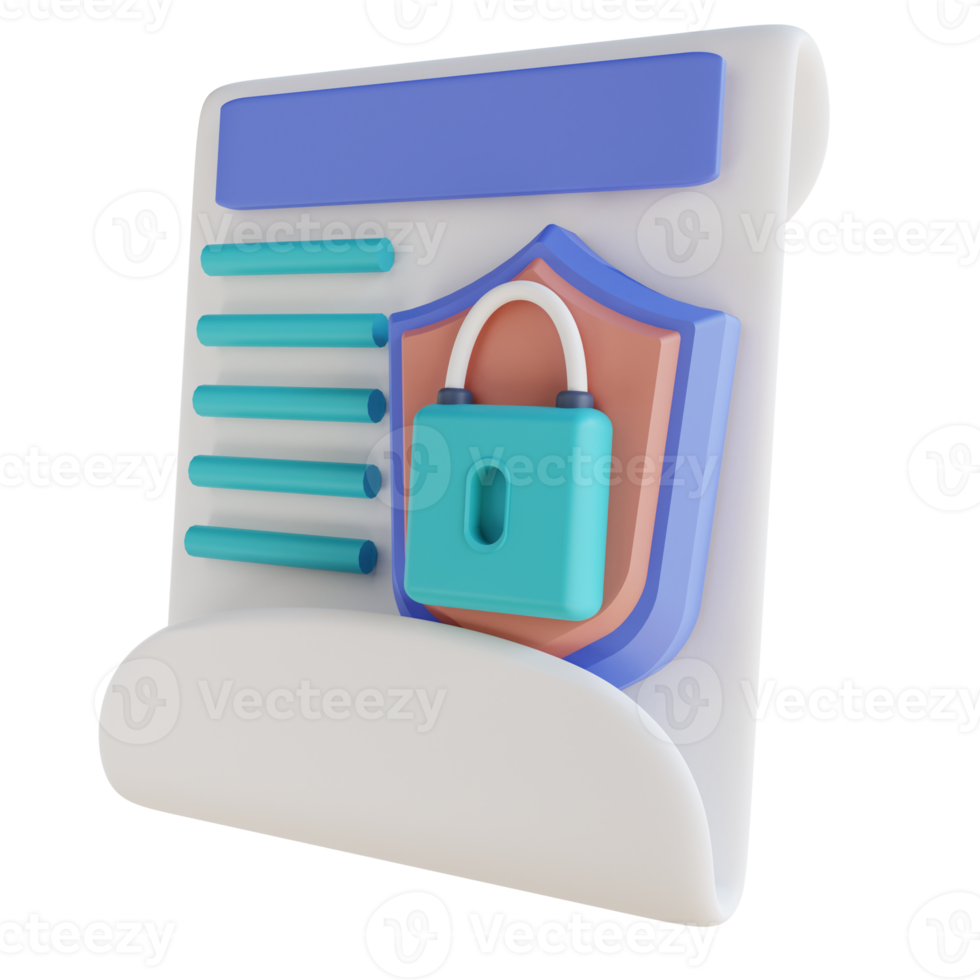 3D illustration locked document security png