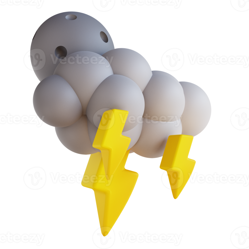 3d illustratie bewolkt nacht bliksem png