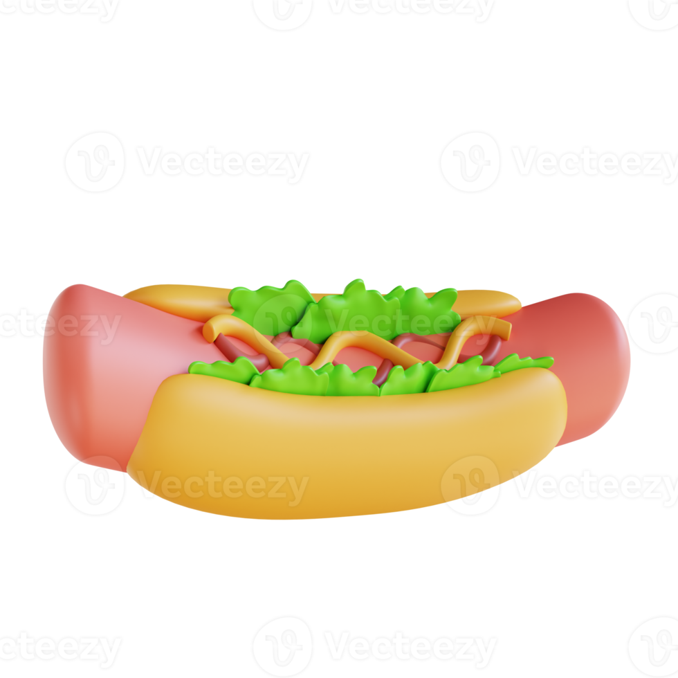 3D illustration hot dog png