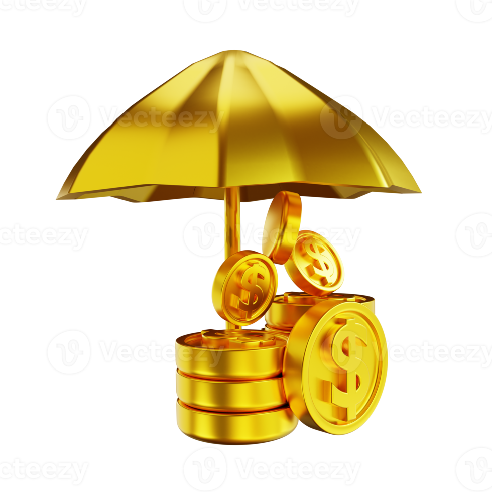 3D illustration golden financial insurance png