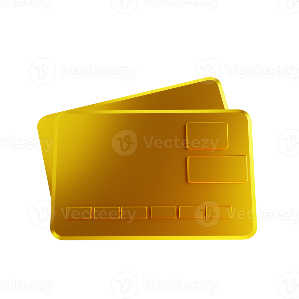 cartão de crédito dourado de ilustração 3D png