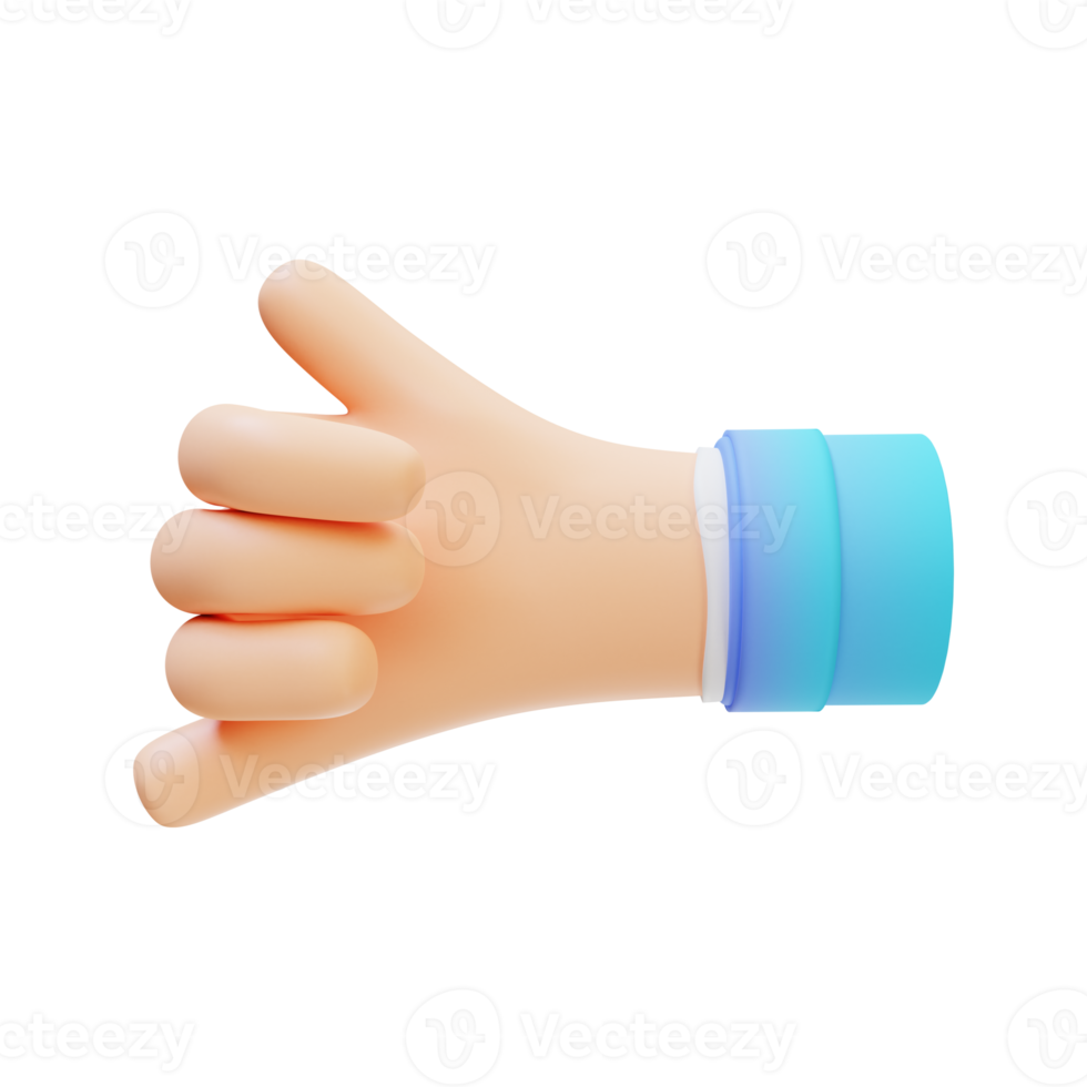 3D illustration call me hand gestures png
