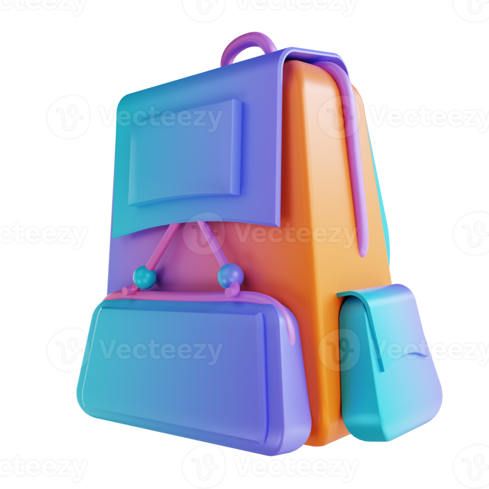 3D illustration colorful backpack png