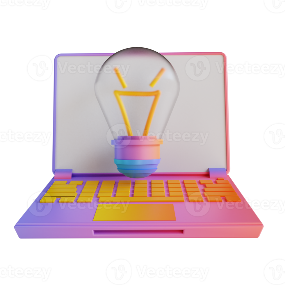 3D illustration colorful lamp and laptop 10855983 PNG