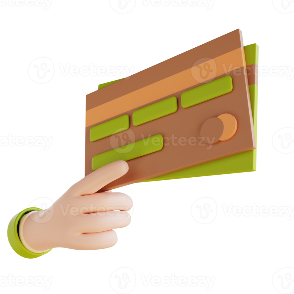 3d illustration hand och kreditera kort png