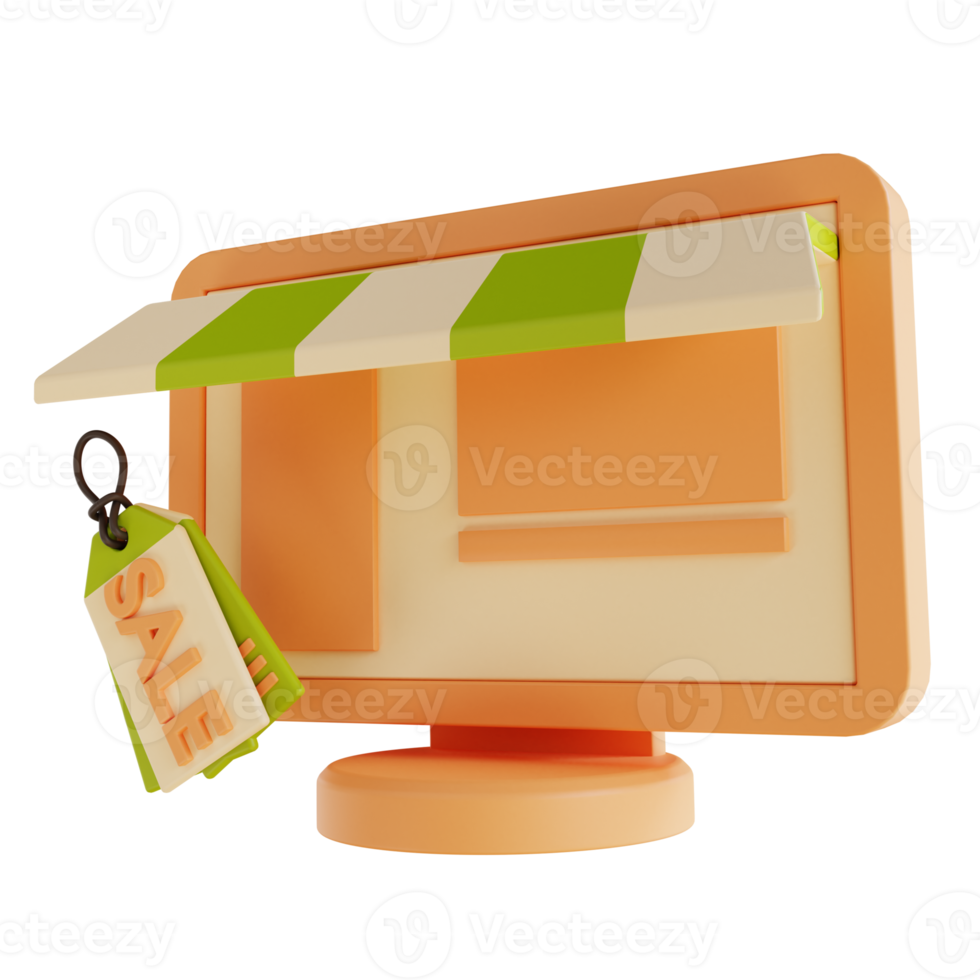3D illustration online shop sale png