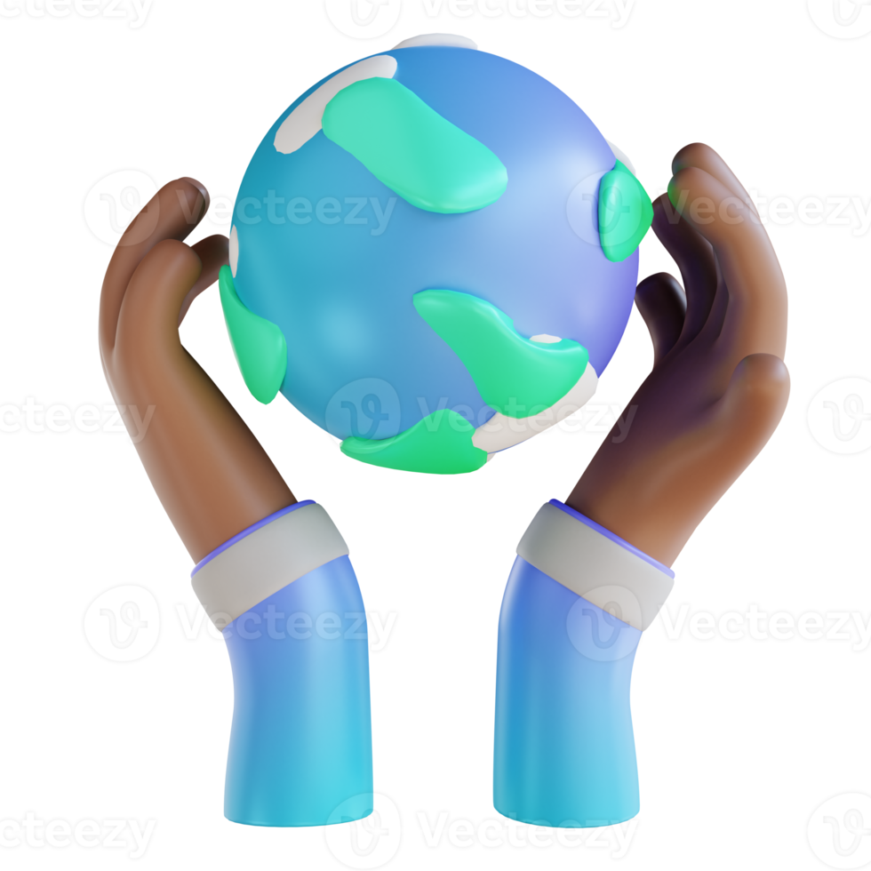 3D illustration love the earth and hands png