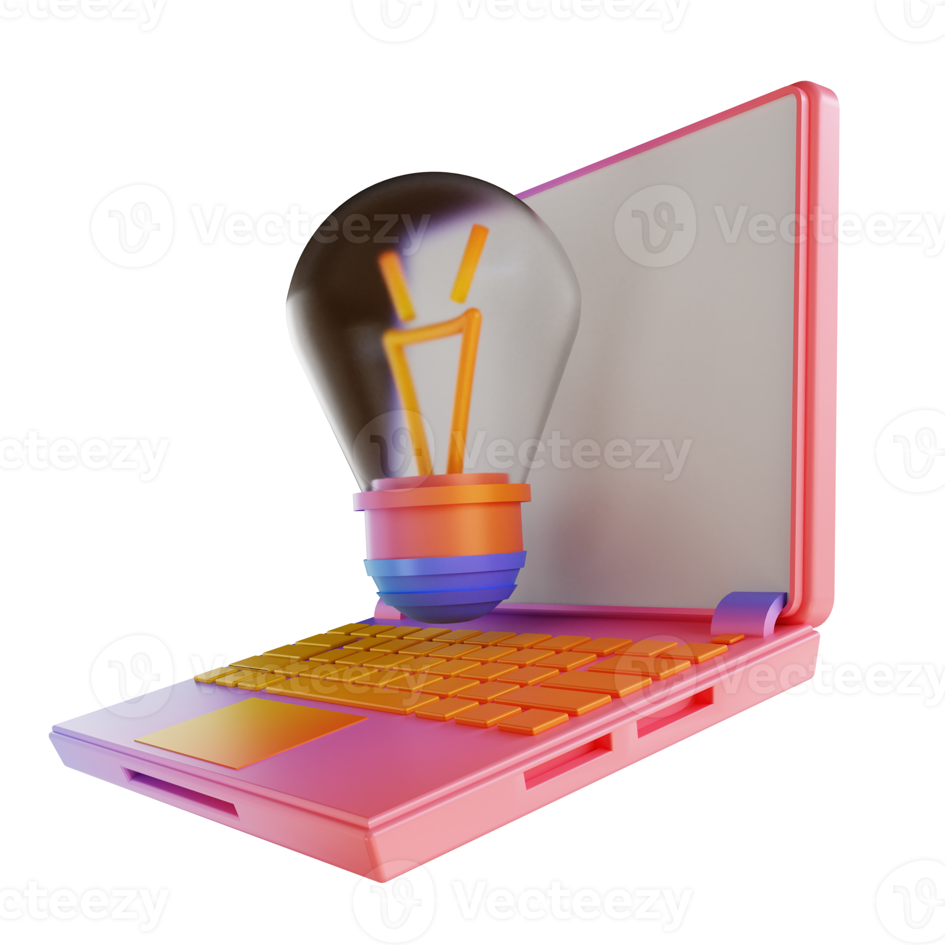 3D illustration colorful lamp and laptop 10856253 PNG