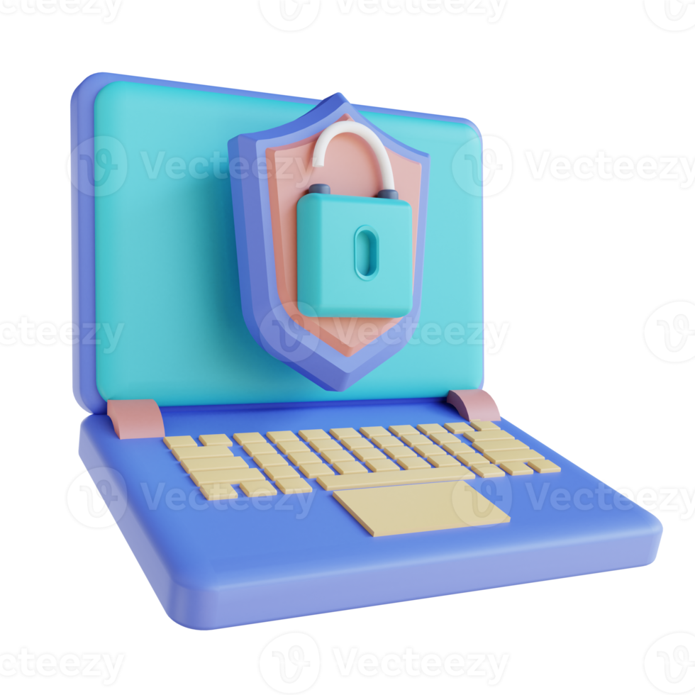 3D illustration laptop unlock png