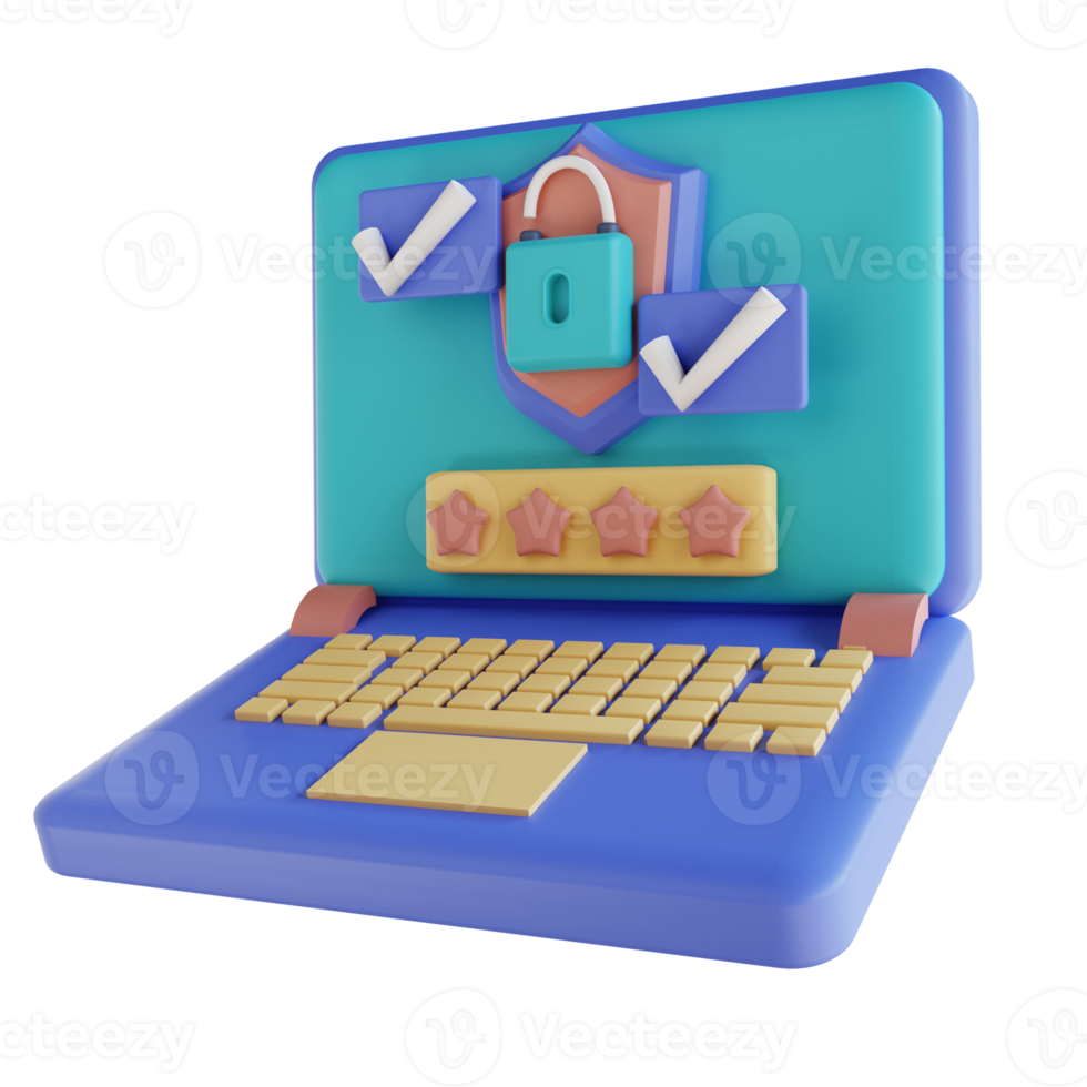 3D illustration laptop password is correct png