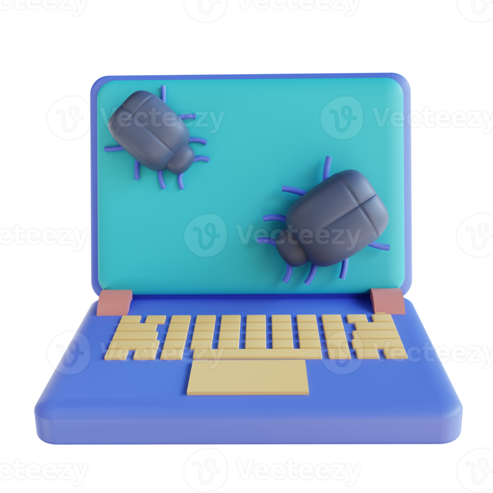 3d illustrazione virus il computer portatile png