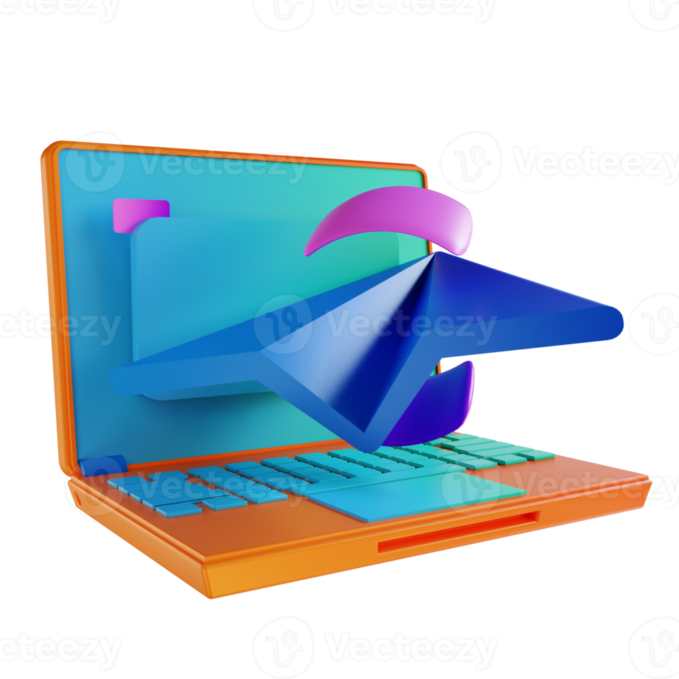 3d illustrazione carta aereo progetto lanciare e il computer portatile png