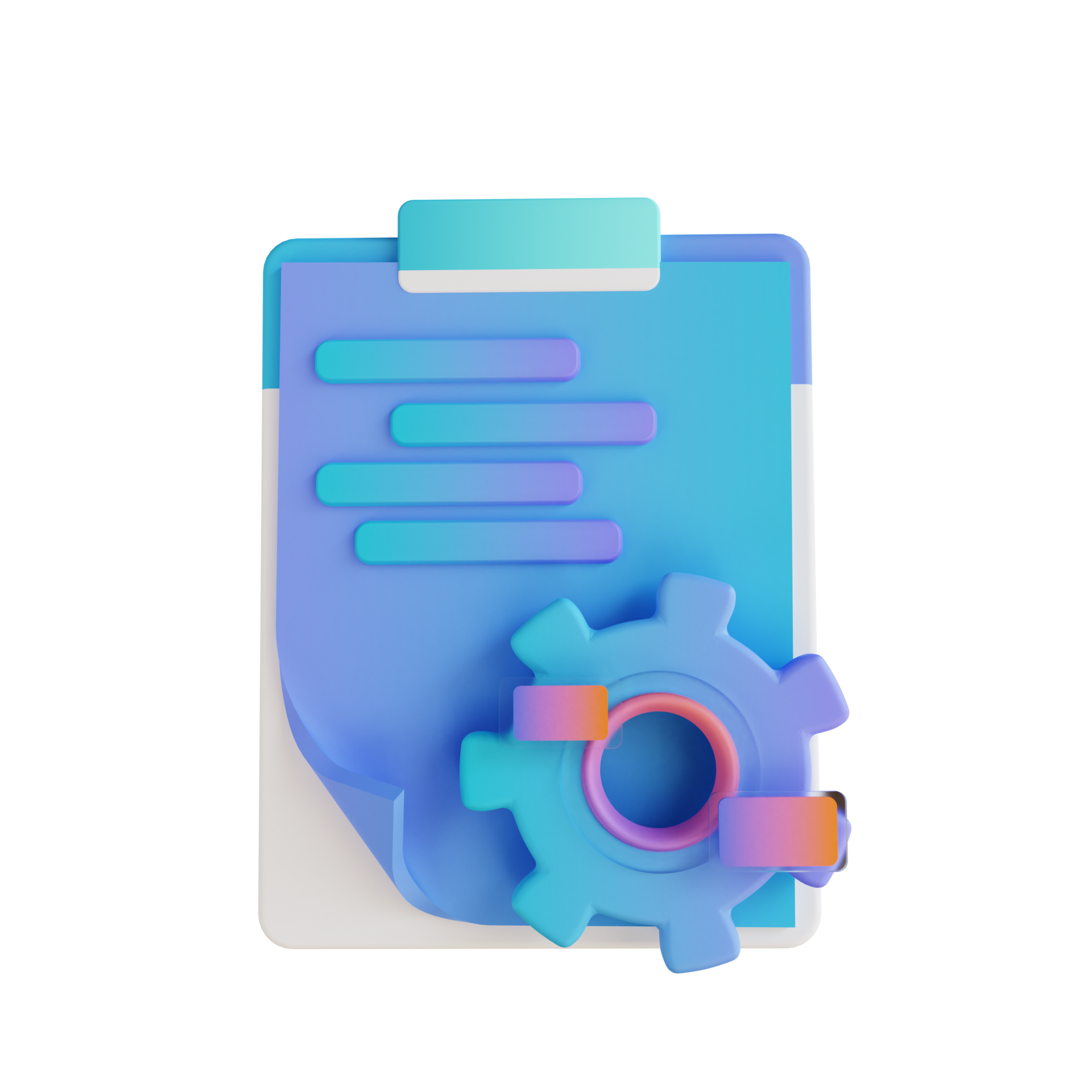 3D illustration gear and document content management 10856272 PNG