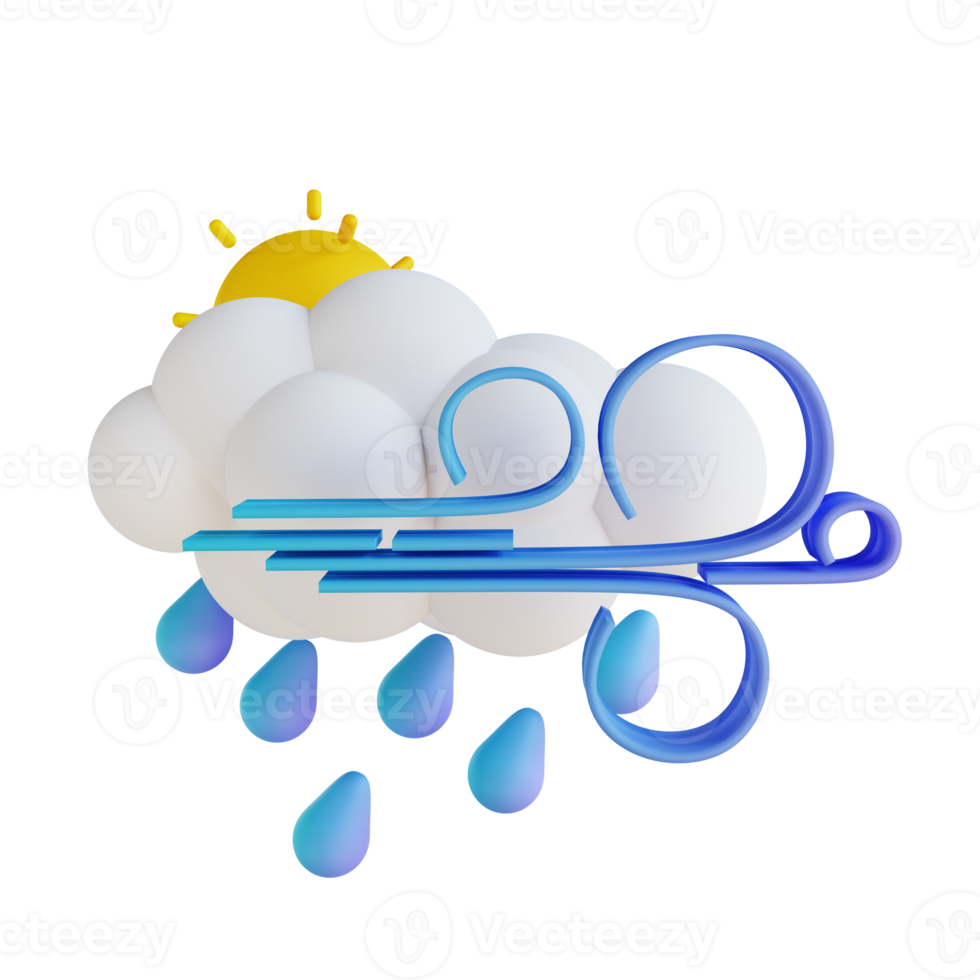 chuva tempestuosa da tarde da ilustração 3d png