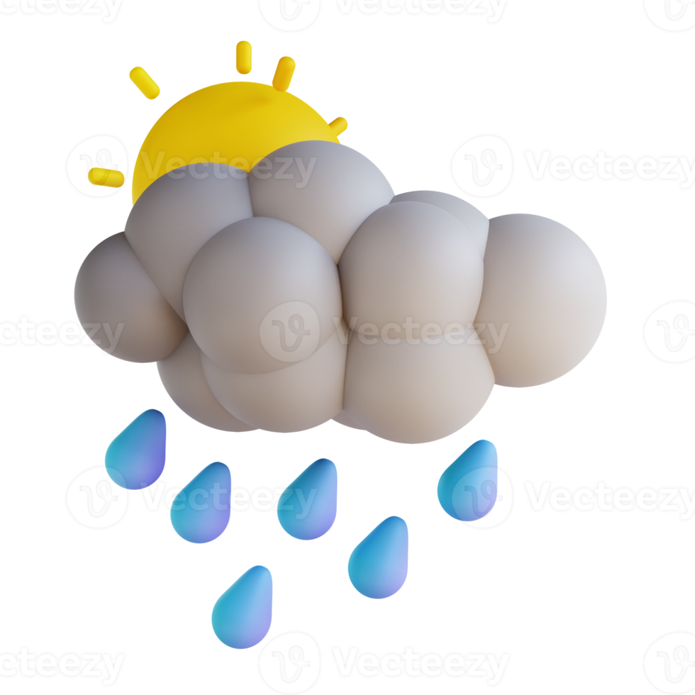 3d illustration pluie légère png