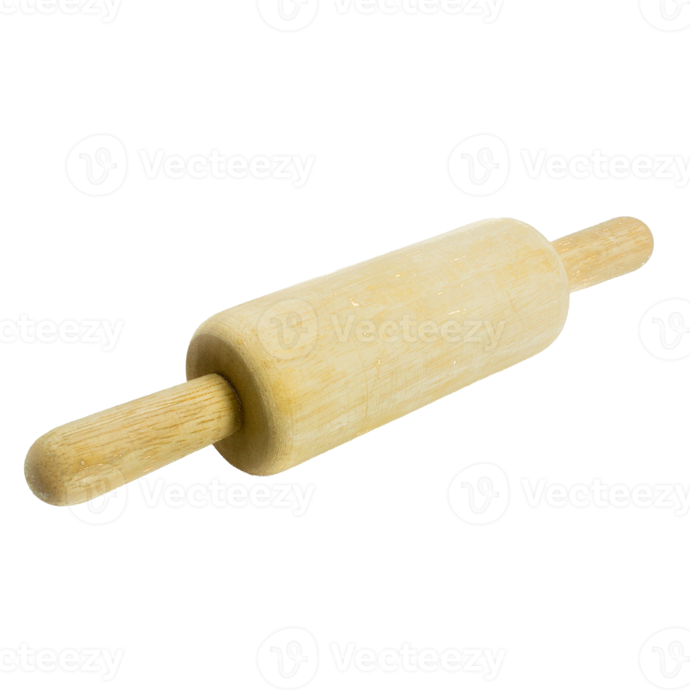 Wooden rolling pin on white background png