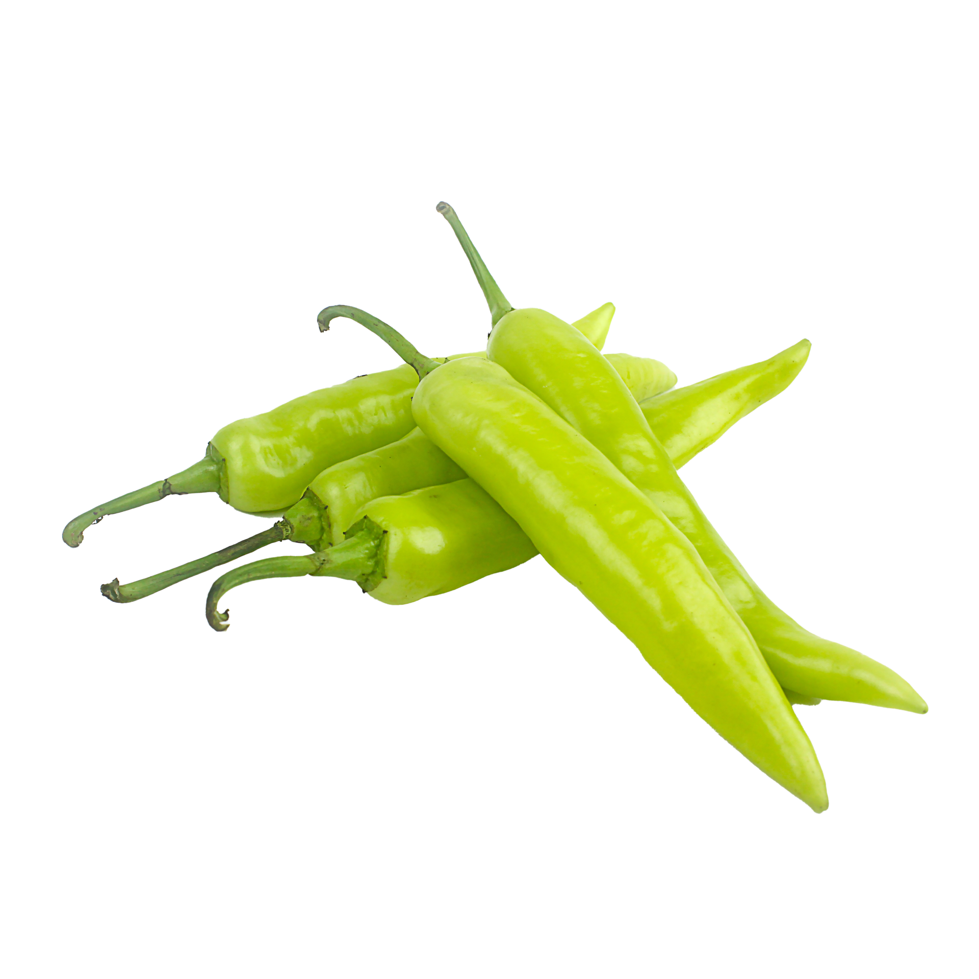 fresh green banana peppers or sweet peppers isolated on a white