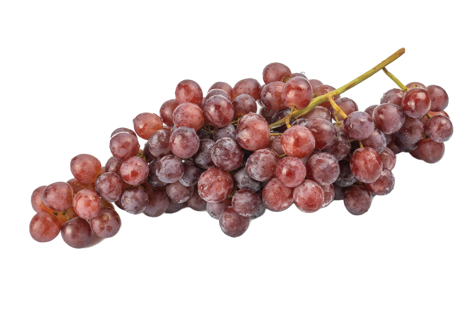 bunch of ripe and juicy red grapes isolated on white background