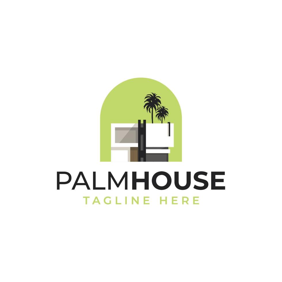Modern minimalist of house. Building exterior of contemporary villa. Real estate logo. Vector illustration isolated on white background
