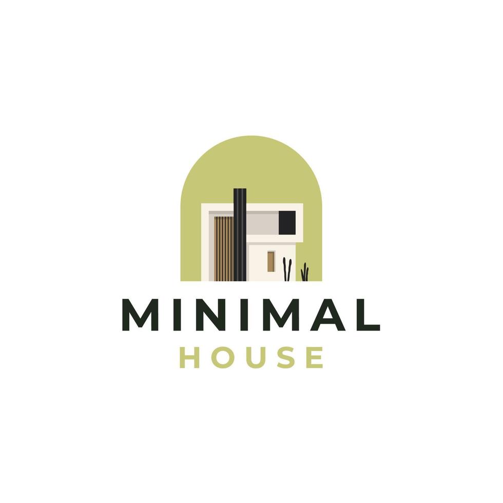 minimalista moderno de la casa. edificio exterior de villa contemporánea. logotipo de bienes raíces. ilustración vectorial aislado sobre fondo blanco vector