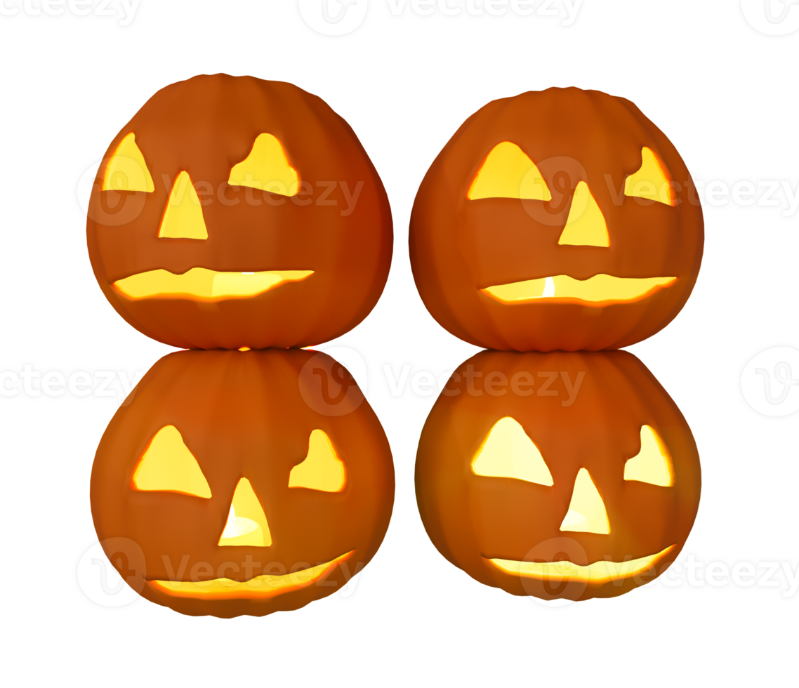 Halloween concept candle glowing inside of pumpkin, 3d illustration of Halloween pumpkin character png