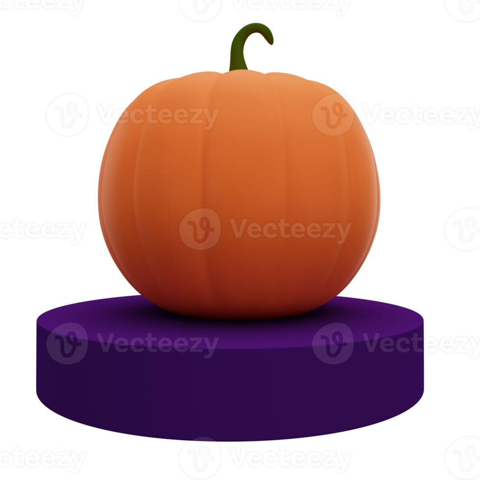 Ilustración 3d del elemento de diseño de fondo de podio superior de calabaza de halloween png