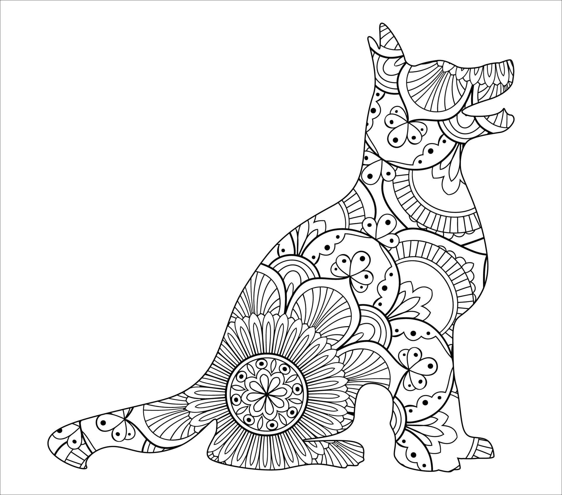 Dog Mandala Coloring Pages