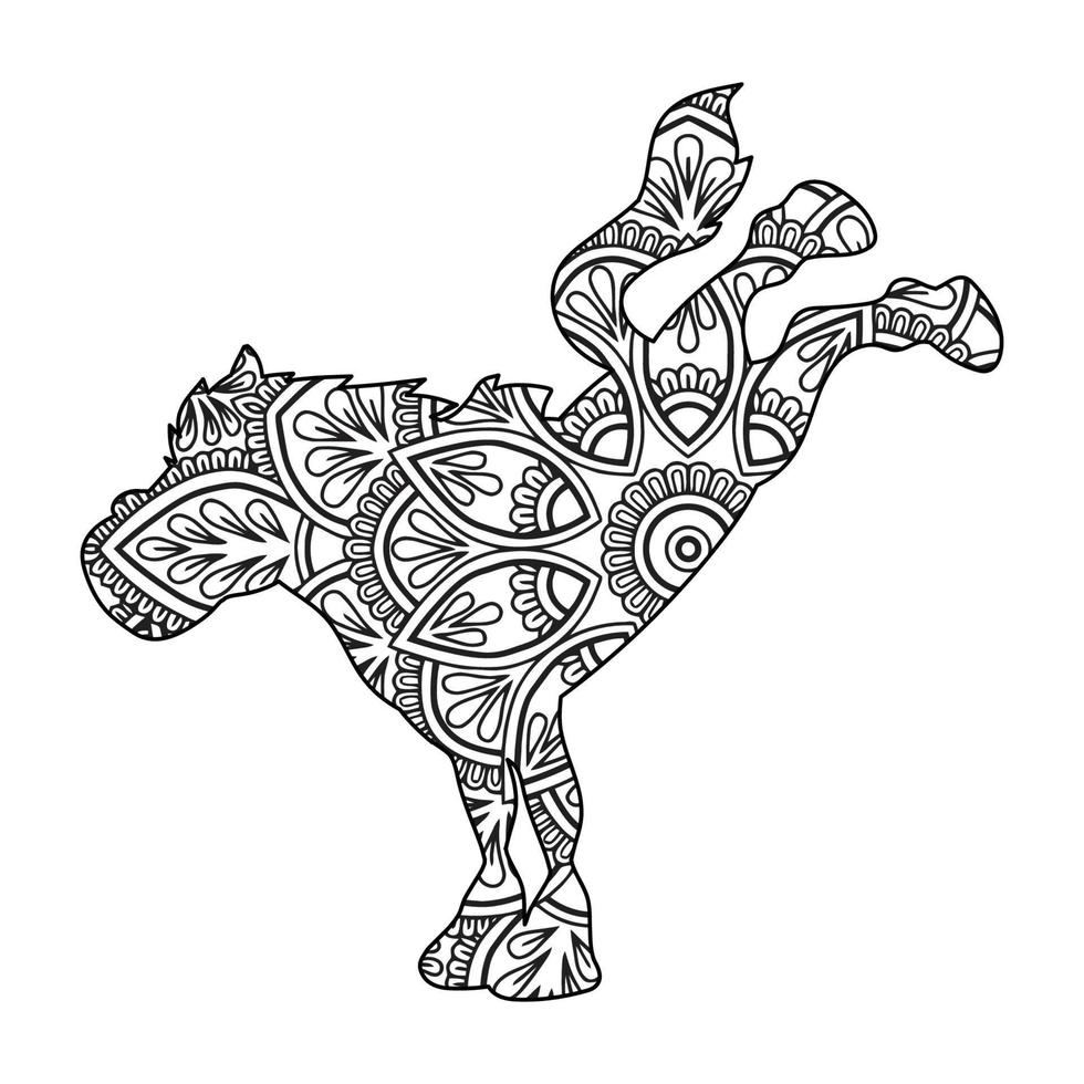 caballo mandala página para colorear para niños y adultos, animal mandala vector línea arte diseño estilo ilustración.