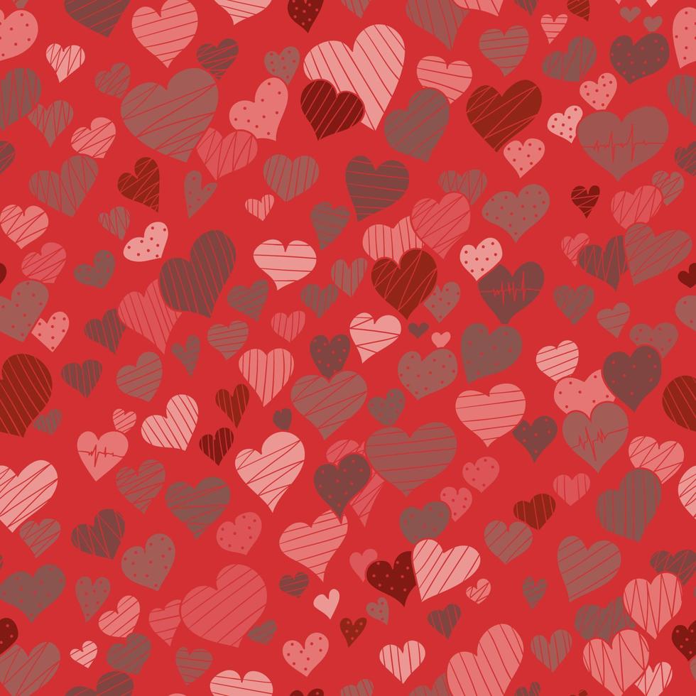 hand-drawn doodle seamless pattern with hearts vector