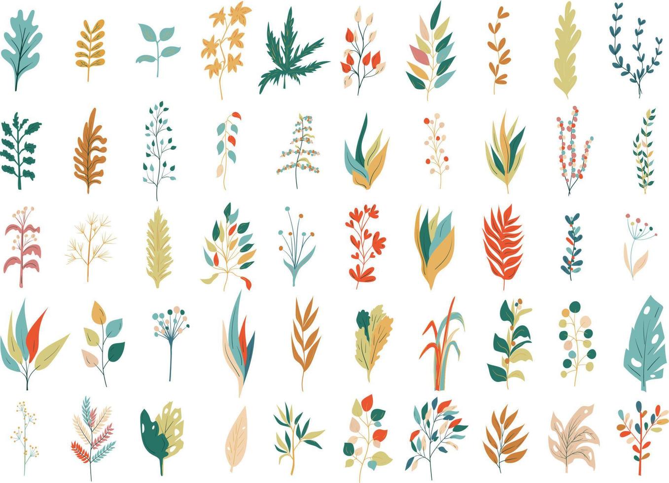 Set of leaf icons in doodle style vector