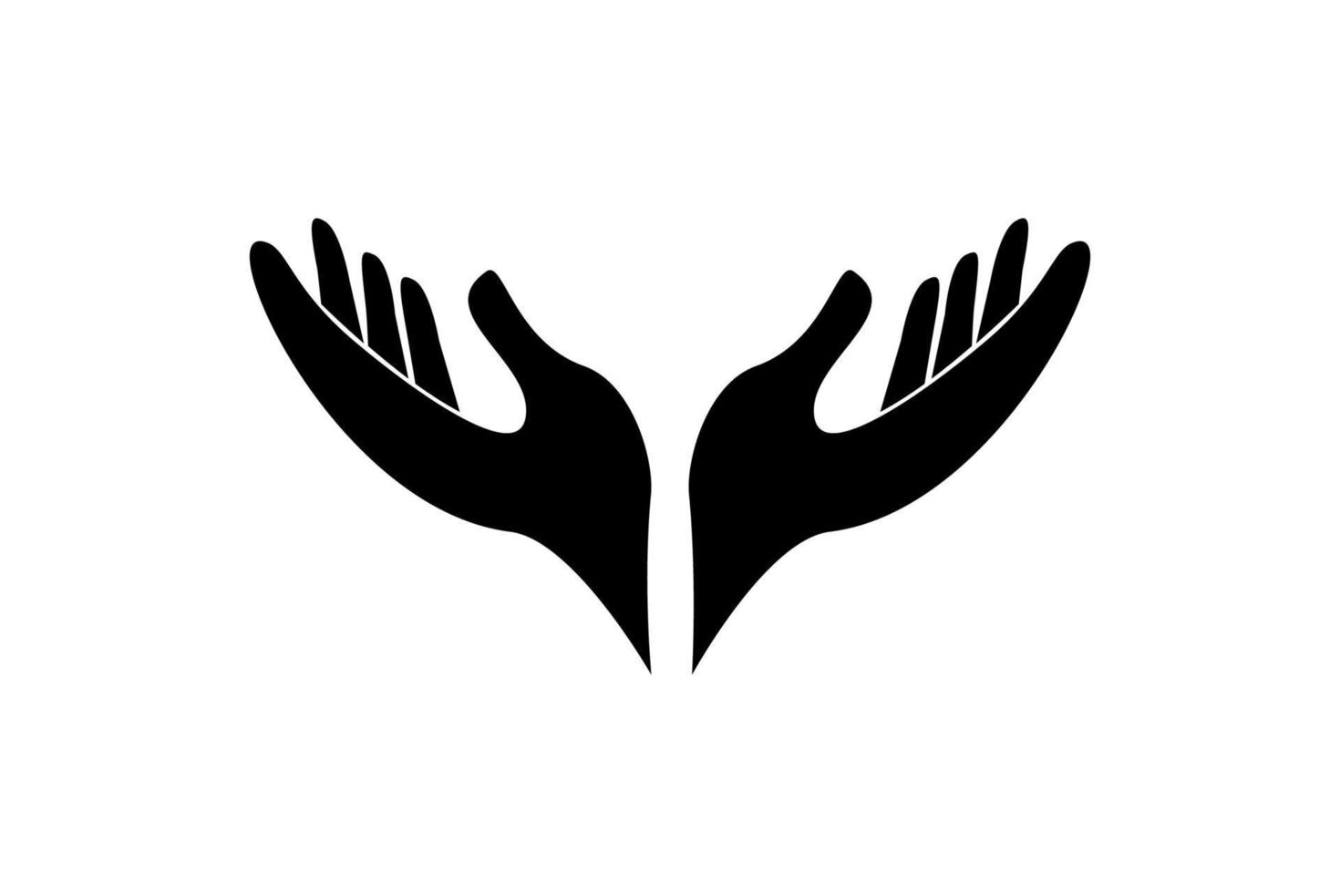 Human hand silhouette charity concept isolated on white background. Arm with fingers, helpful gesture. vector