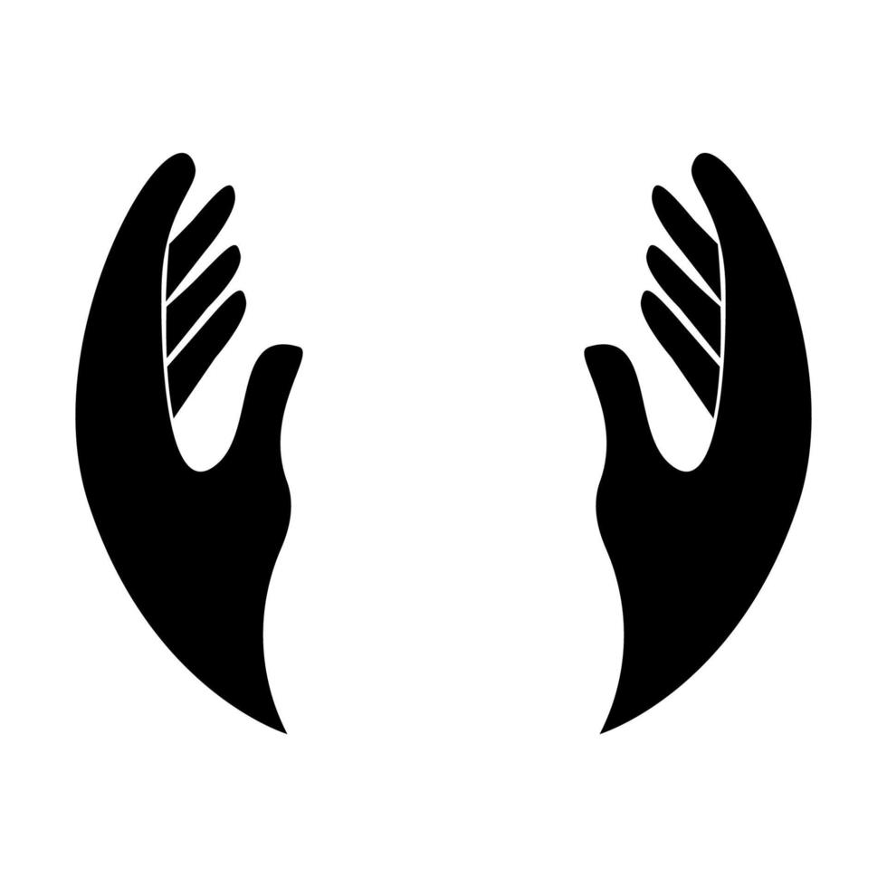Human hand silhouette charity concept isolated on white background. Arm with fingers, helpful gesture. vector