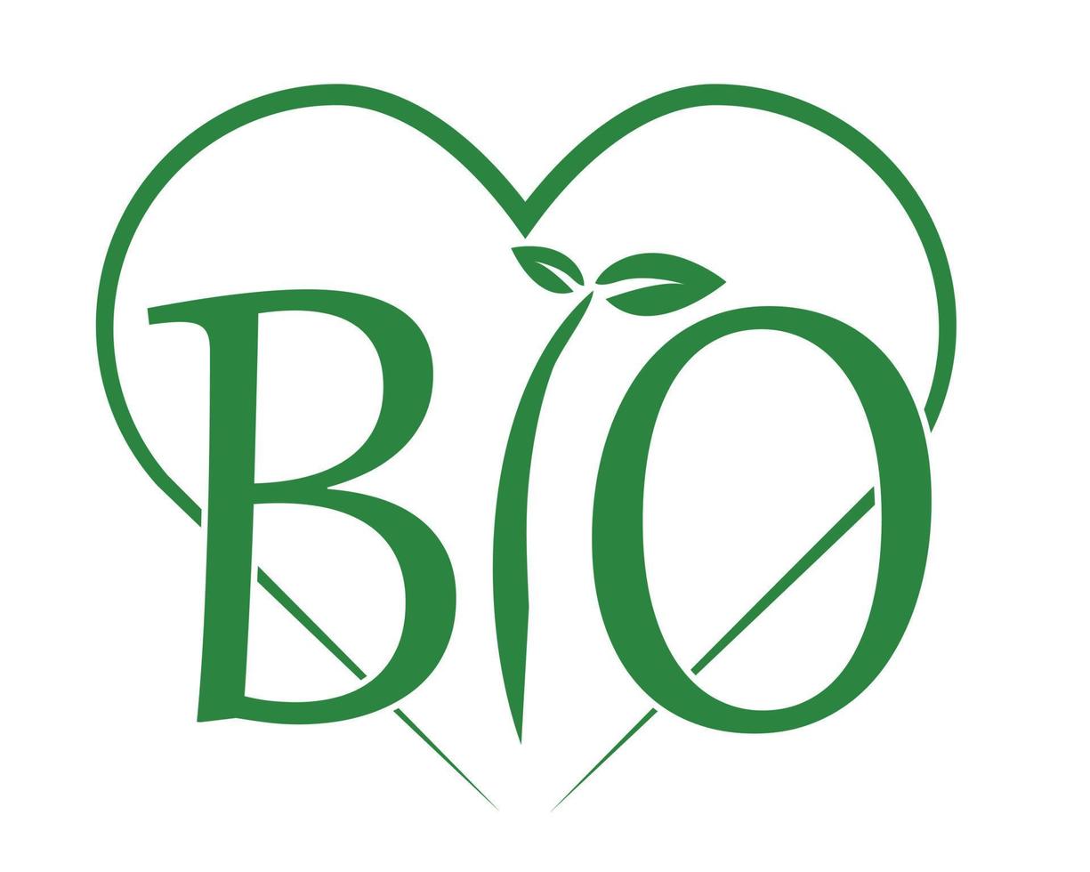 Bio logo with heart green , organic - vector