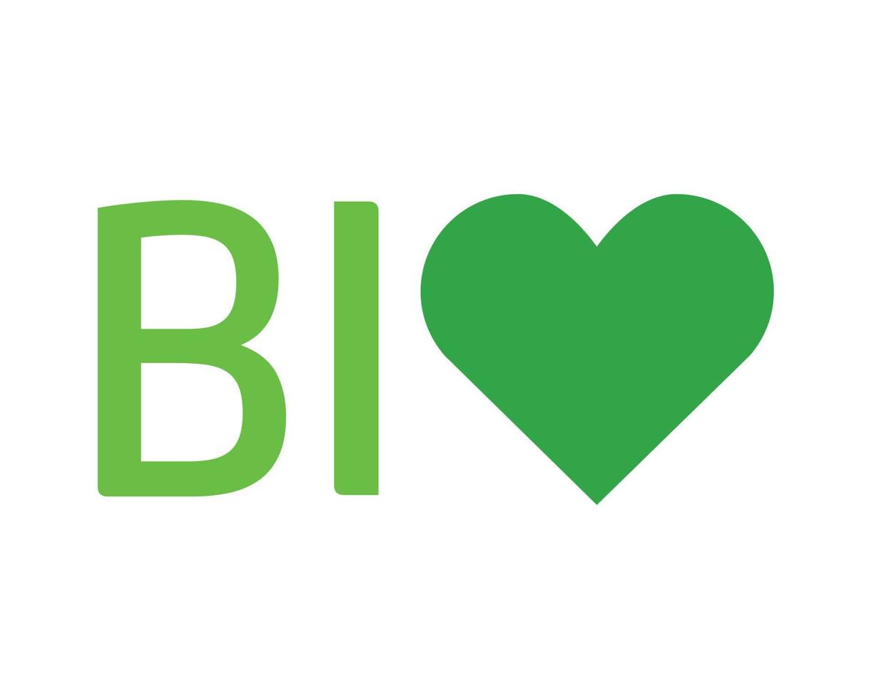 logotipo bio con corazón verde, orgánico - vector