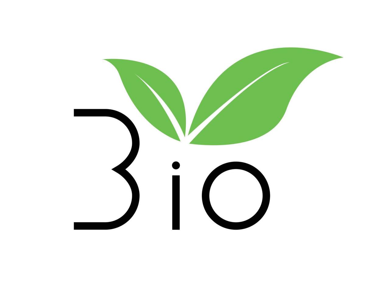 Bio logo with leaves green , organic - vector